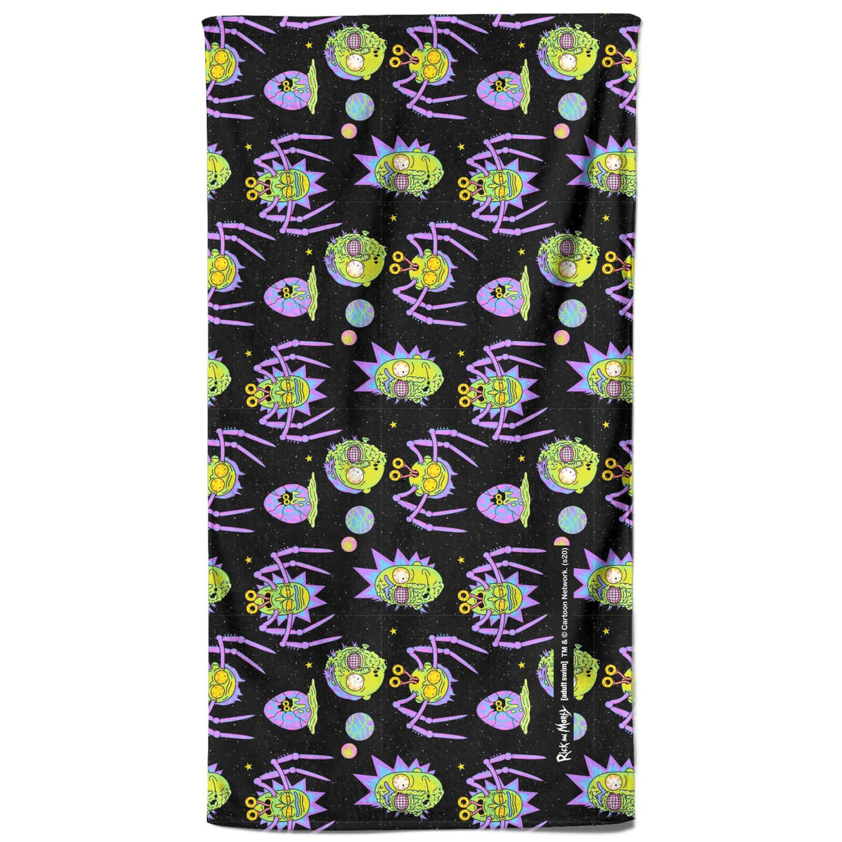 Rick and Morty Brain Head And Spiders Beach Towel