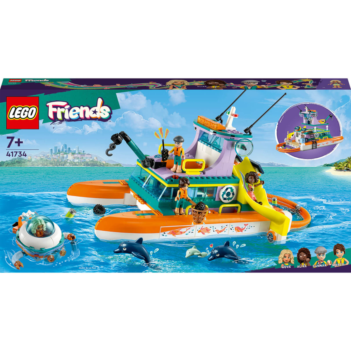 LEGO Friends Sea Rescue Boat Toy with Dolphin Figures (41734)