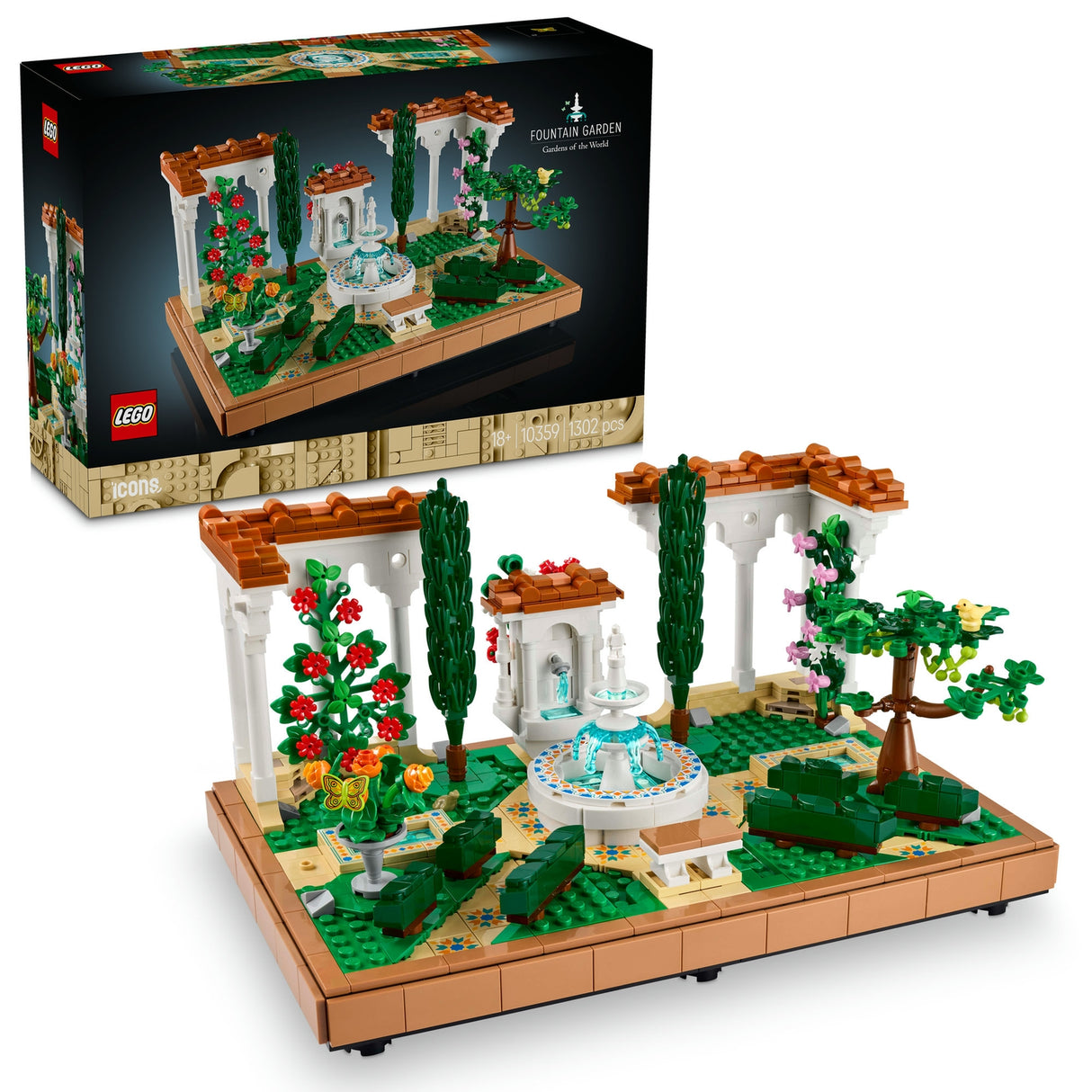 LEGO Icons Fountain Garden Home and Office Decor, Building Set for Adults 10359