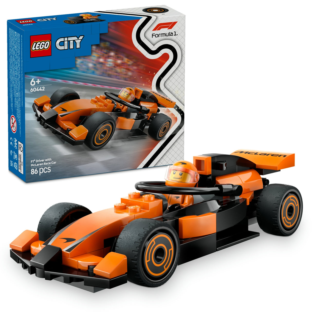 LEGO City F1 Driver with McLaren Race Car Mini Vehicle Toy Playset 60442