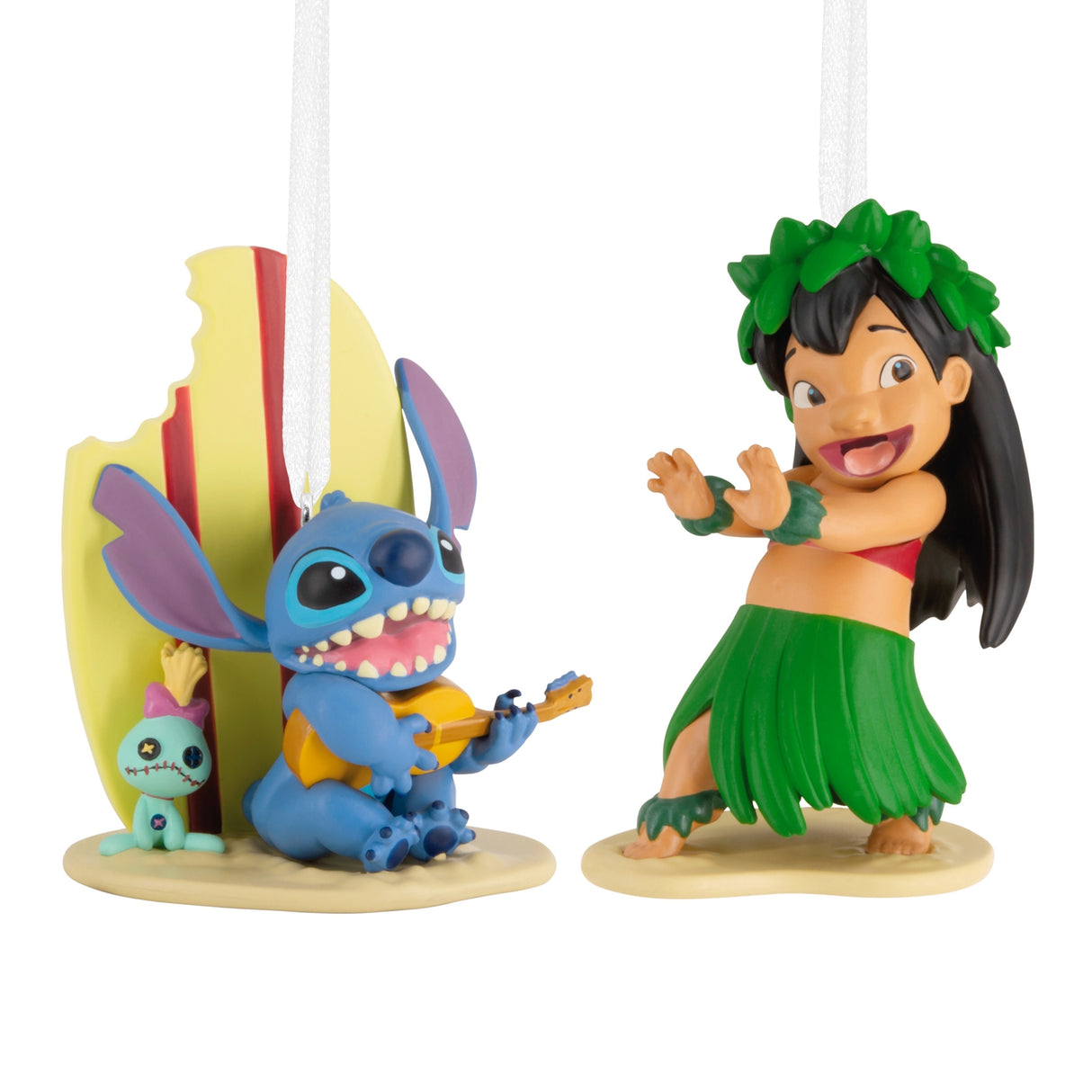 Hallmark Storied Moments Disney Lilo Stitch Christmas Ornaments - Set of 2