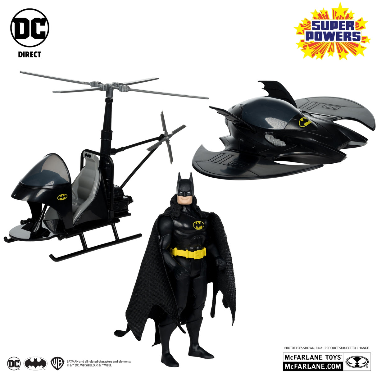 DC Direct Batman (Black Suit) The Whirly Bat The Batwing (Black)(Gold Label)(SDCC) Super Powers Multipack