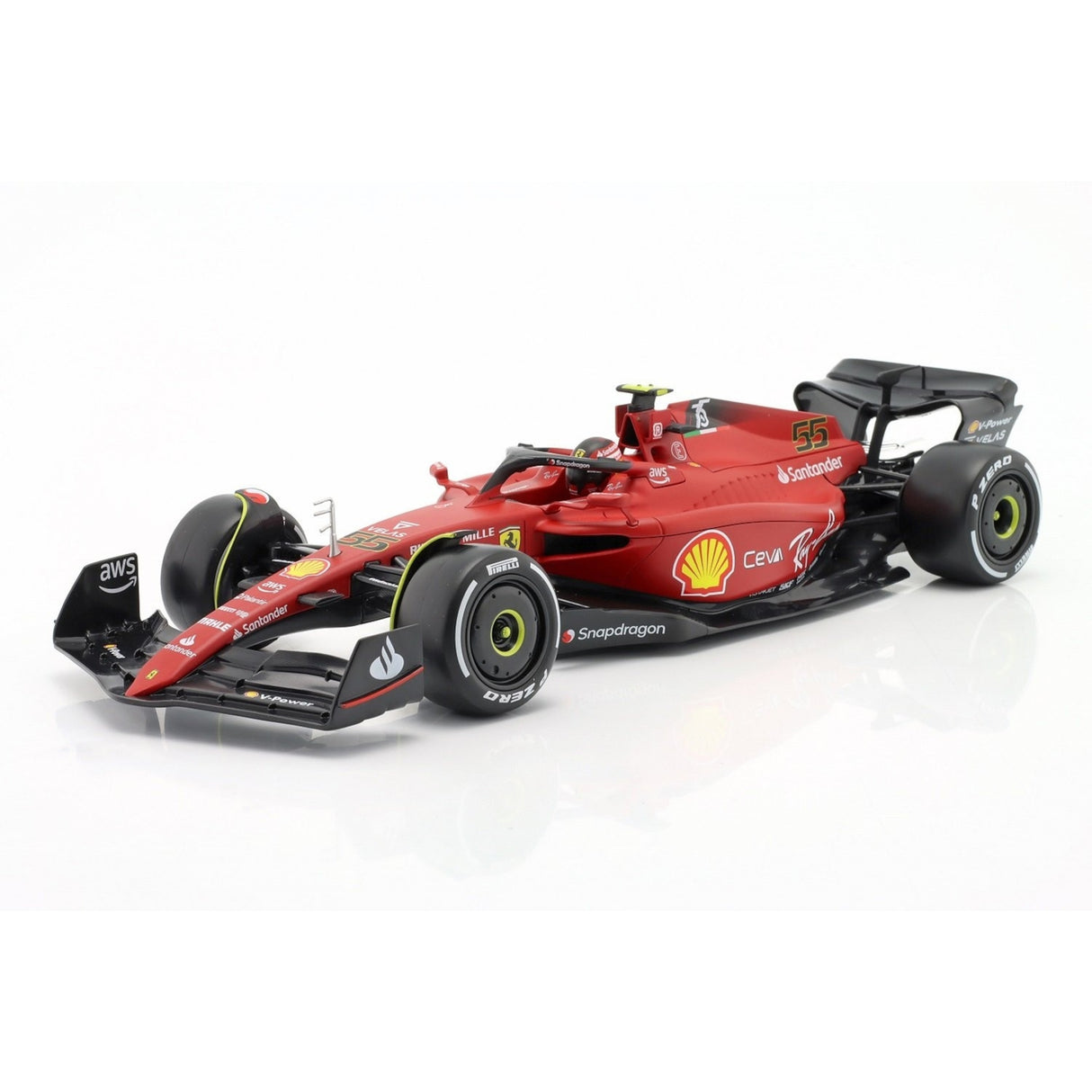 Bburago F1 2022 Ferrari F1-75 Sainz With Helmet 1:18 Scale Model