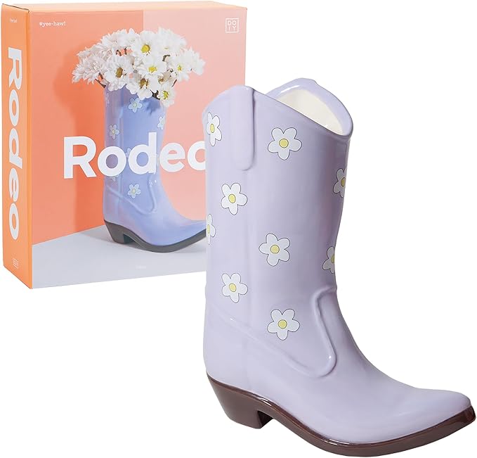 Vase Rodeo Cowboy Boot Lilac