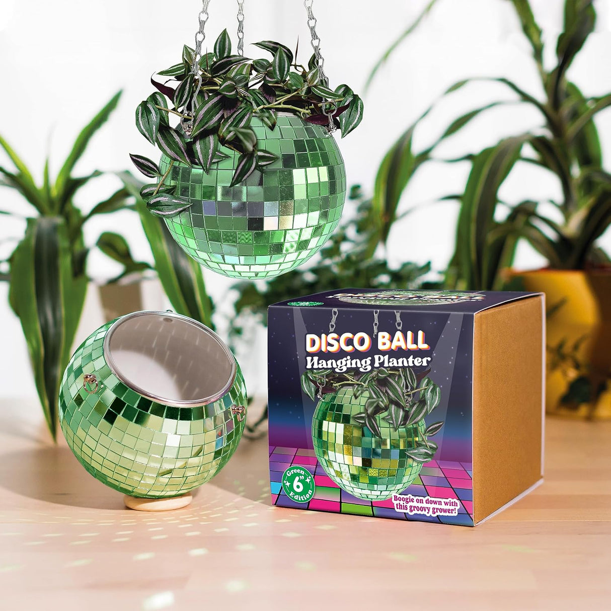 Green Disco Ball Planter