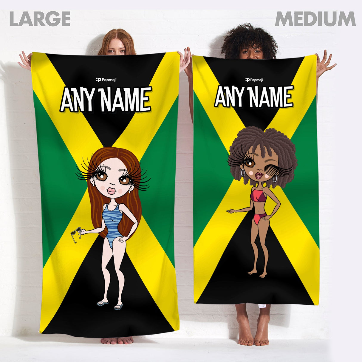 ClaireaBella Womens Personalised Beach Towel - Jamaican Flag