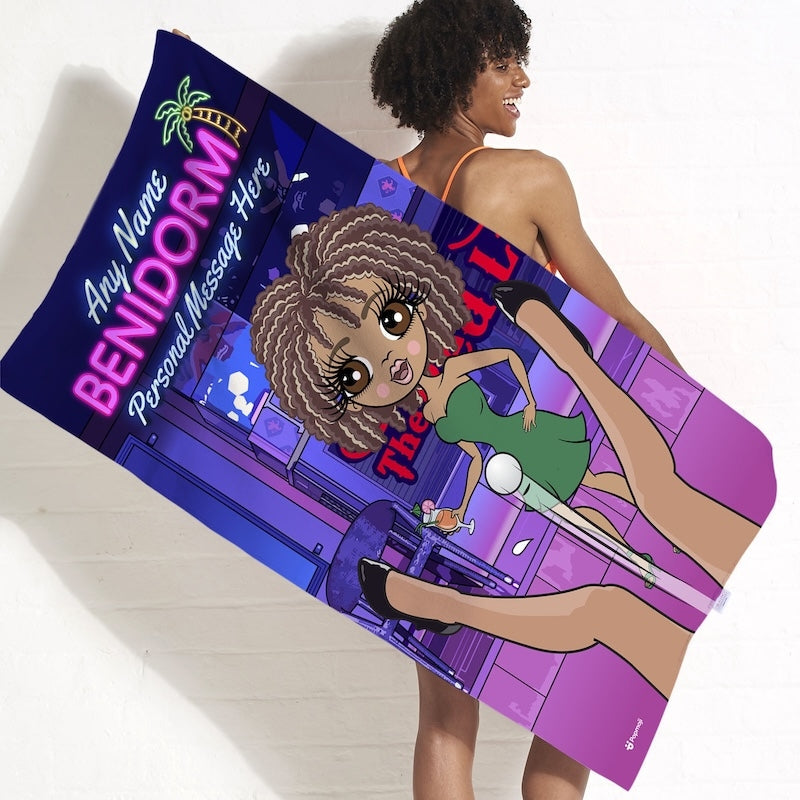 ClaireaBella Womens Personalised Beach Towel - Sticky Benidorm