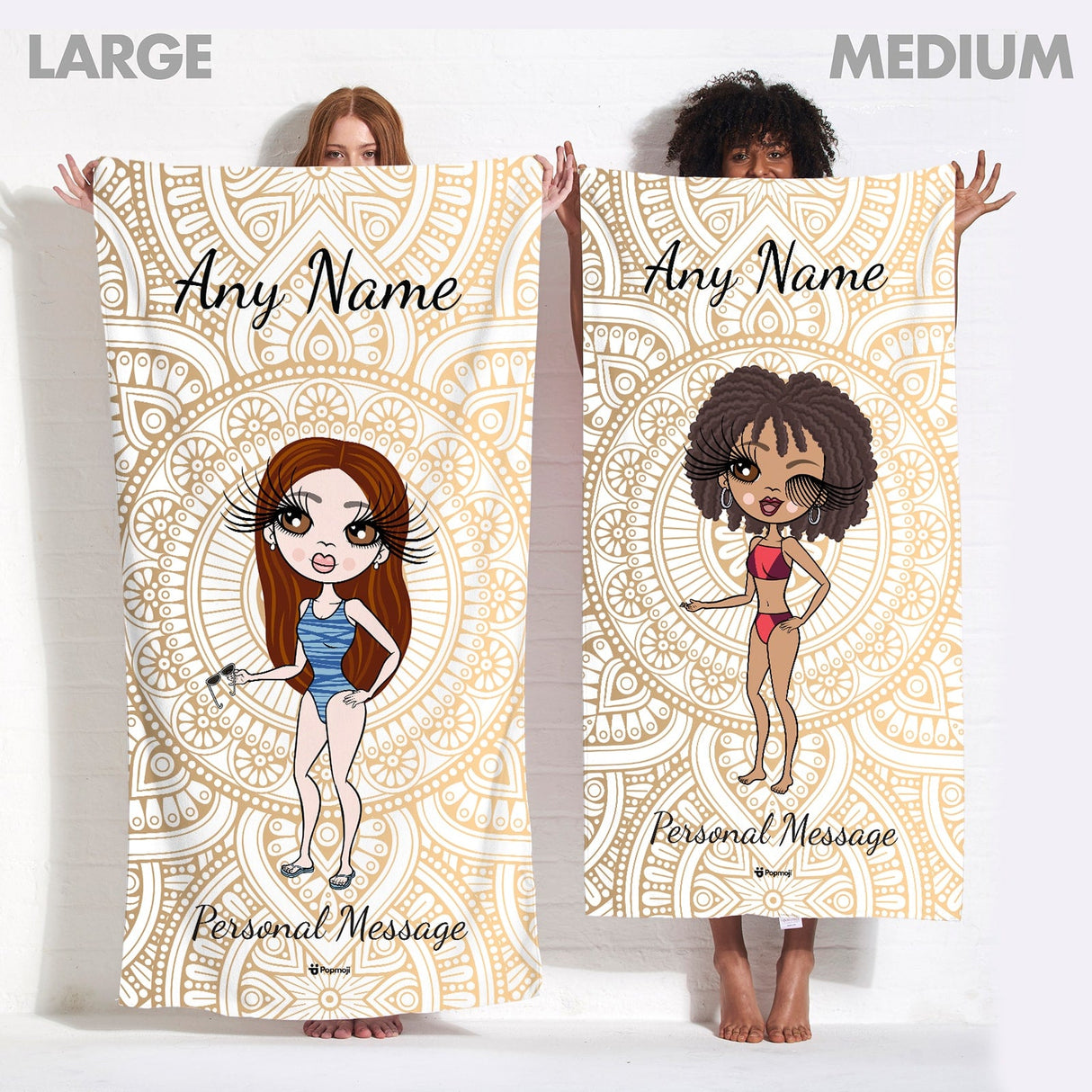 ClaireaBella Womens Personalised Beach Towel - Golden Lace
