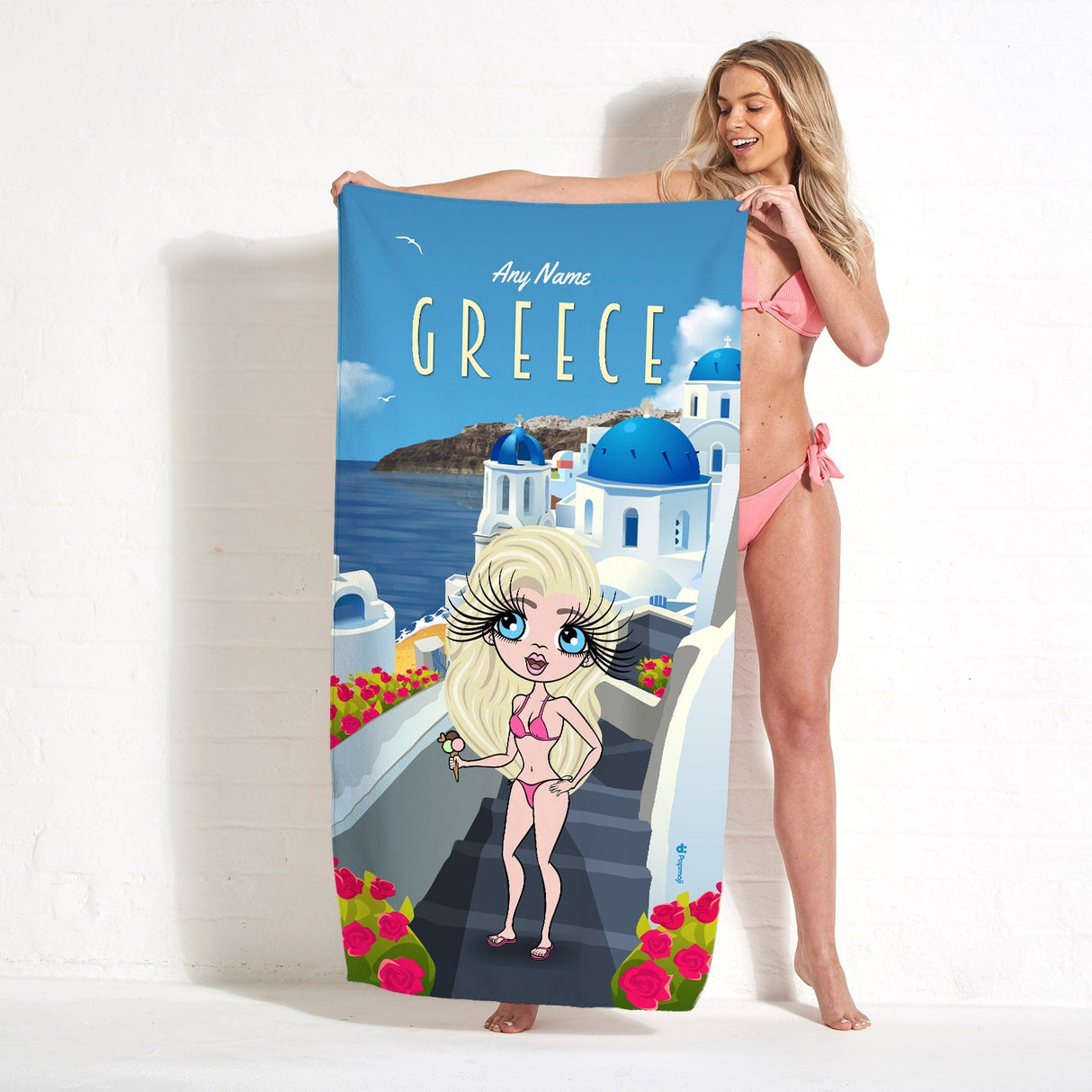 ClaireaBella Womens Personalised Beach Towel - Greece
