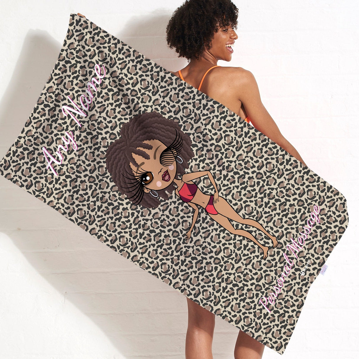 ClaireaBella Womens Personalised Beach Towel - Leopard