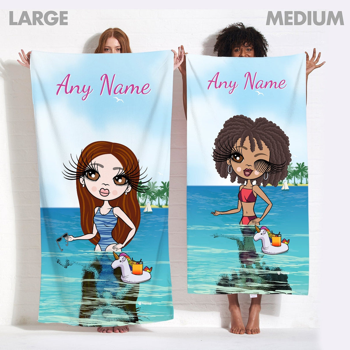 ClaireaBella Womens Personalised Beach Towel - Seaside Cocktails