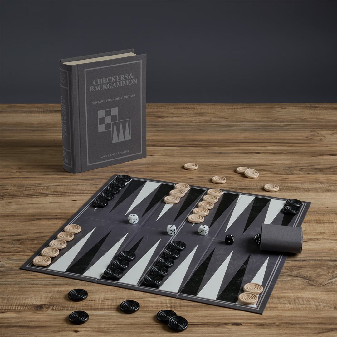 Checkers & Backgammon Vintage Bookshelf Edition