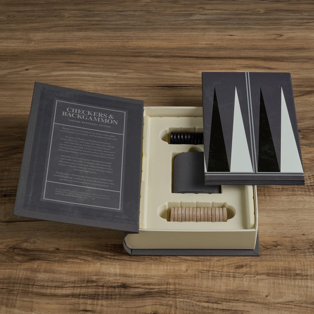 Checkers & Backgammon Vintage Bookshelf Edition