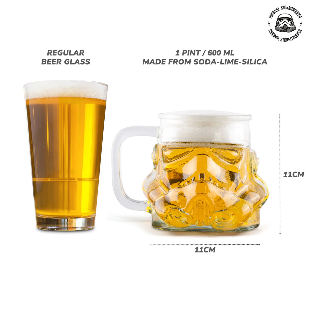 Original Stormtrooper Beer Glass (600ml), based on the Original Stormtrooper Helmet design