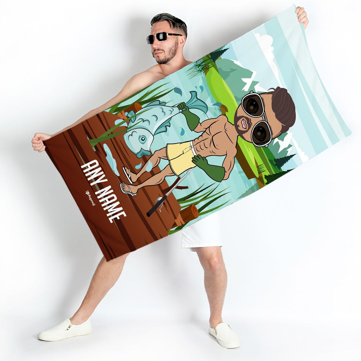 ClaireaBella Mens Personalised Beach Towel - Catch Of The Day