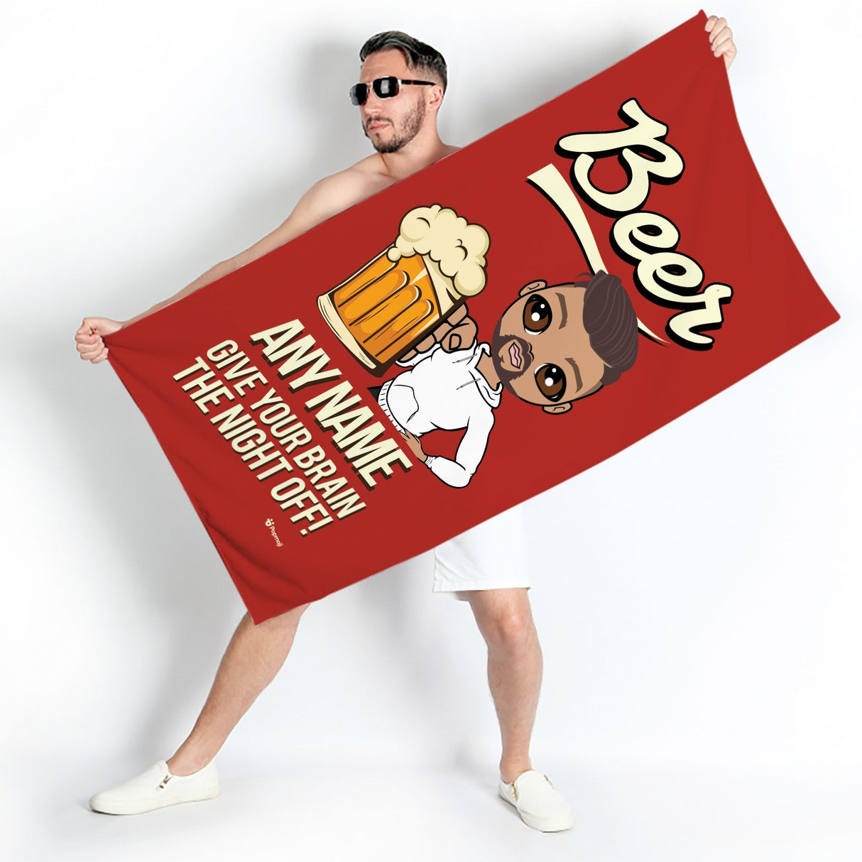 ClaireaBella Mens Personalised Beach Towel - Beer Brain