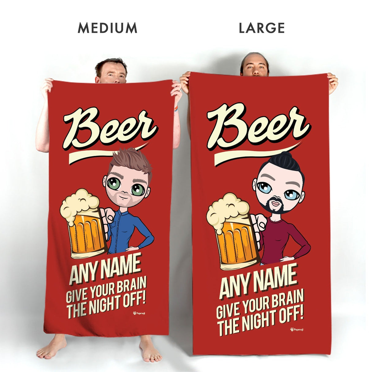 ClaireaBella Mens Personalised Beach Towel - Beer Brain