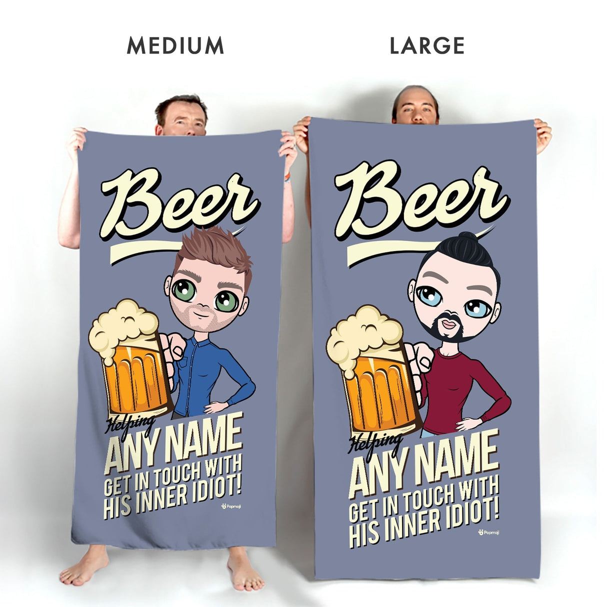 ClaireaBella Mens Personalised Beach Towel - Beer Idiot