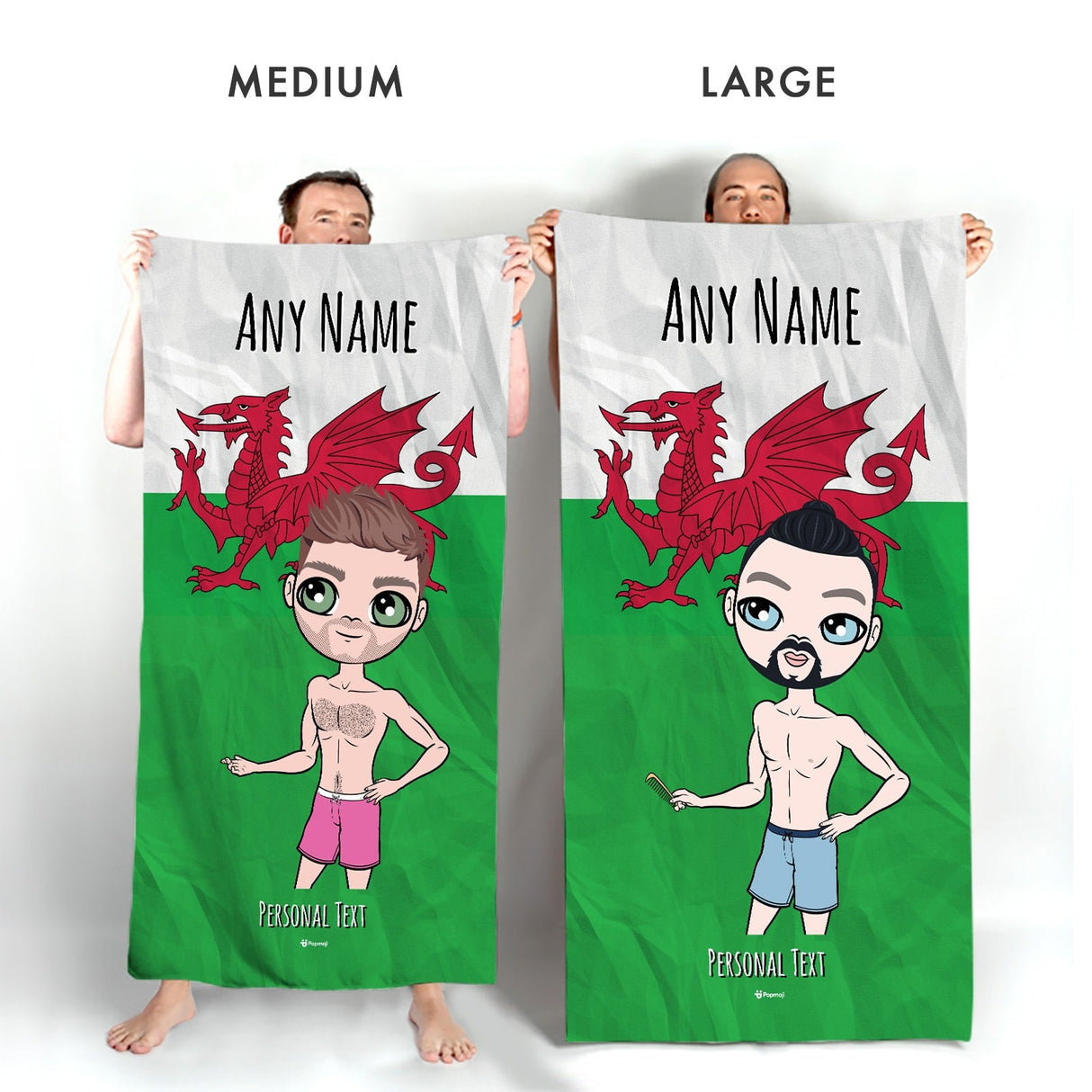 ClaireaBella Mens Personalised Beach Towel - Welsh Flag