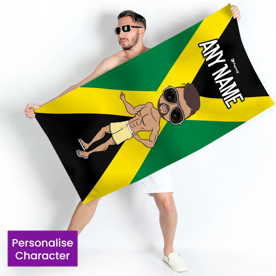 ClaireaBella Mens Personalised Beach Towel - Jamaican Flag
