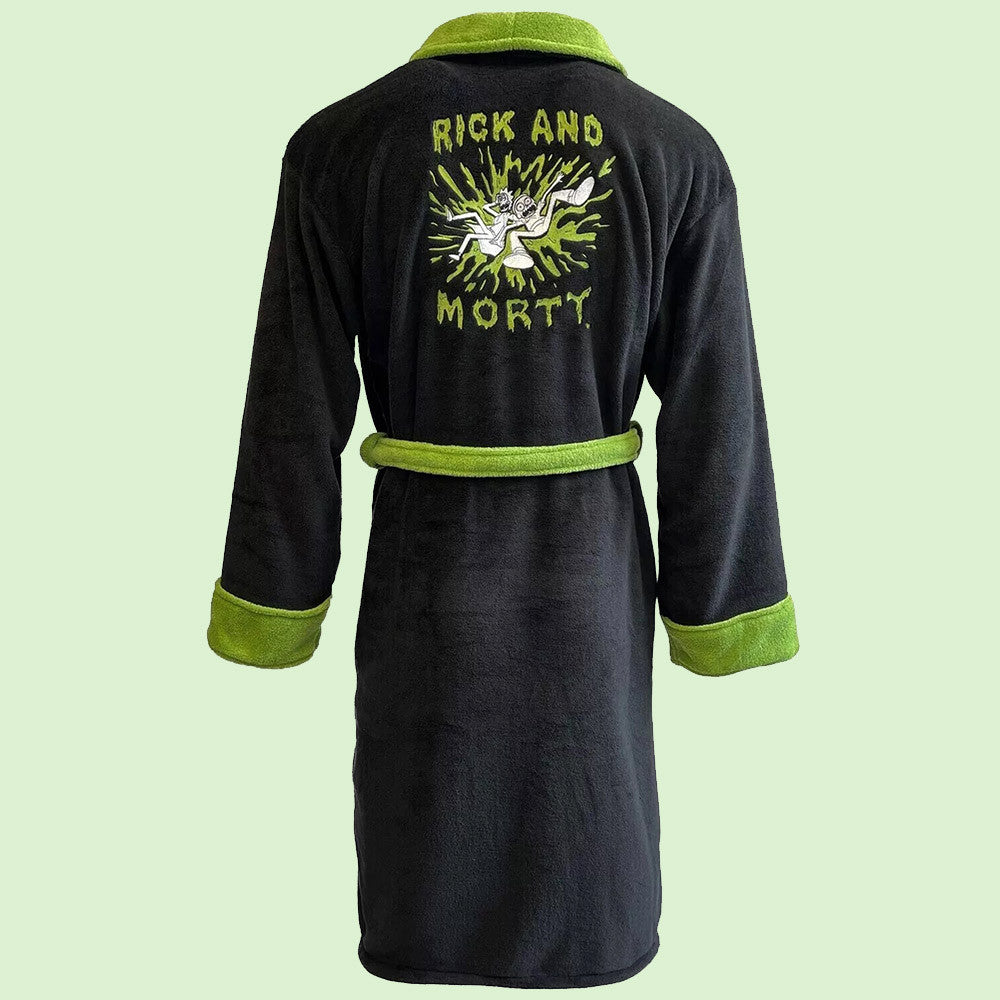 Rick and Morty Pickle Rick Hoodless Mens Bathrobe