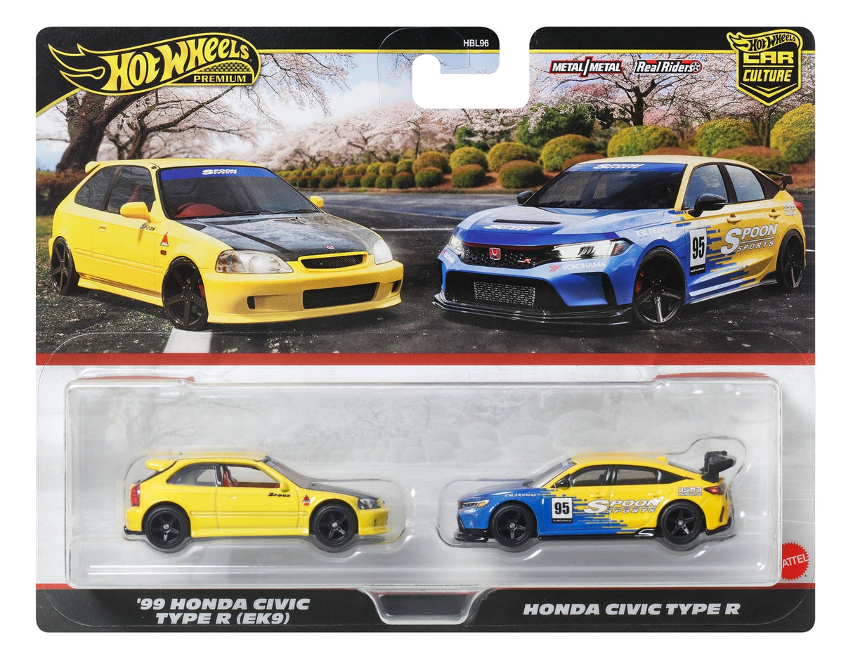 Hot Wheels Premium 2-Pack 2025 Mix 2 99 Honda Civic Type R (EK9)  24 Honda Civic Type-R