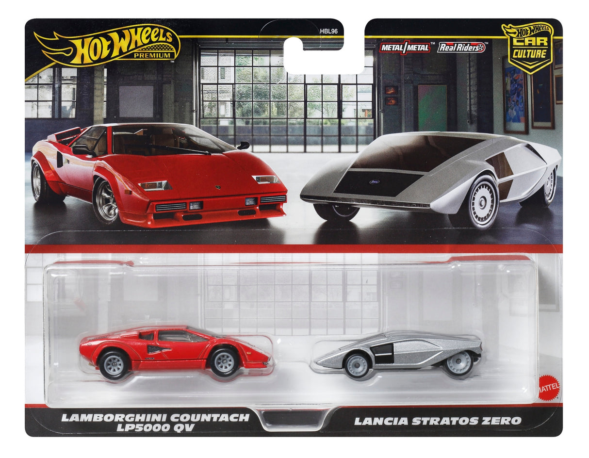 Hot Wheels Premium 2-Pack 2025 Mix 2 Lancia Stratos Zero  Lamborghini Countach LP5000 QV