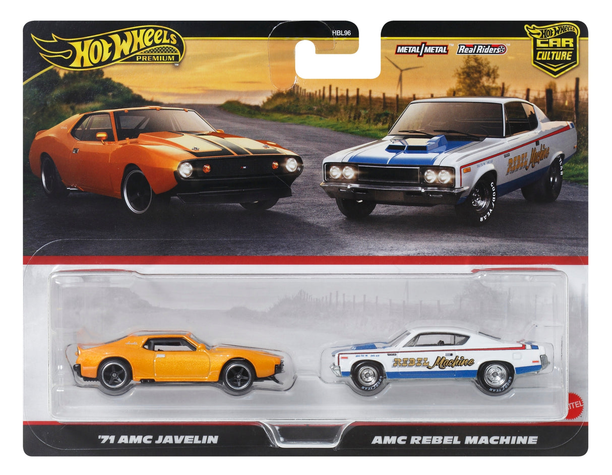 Hot Wheels Premium 2-Pack 2025 Mix 1 71 AMC Javelin  AMC Rebel Machine
