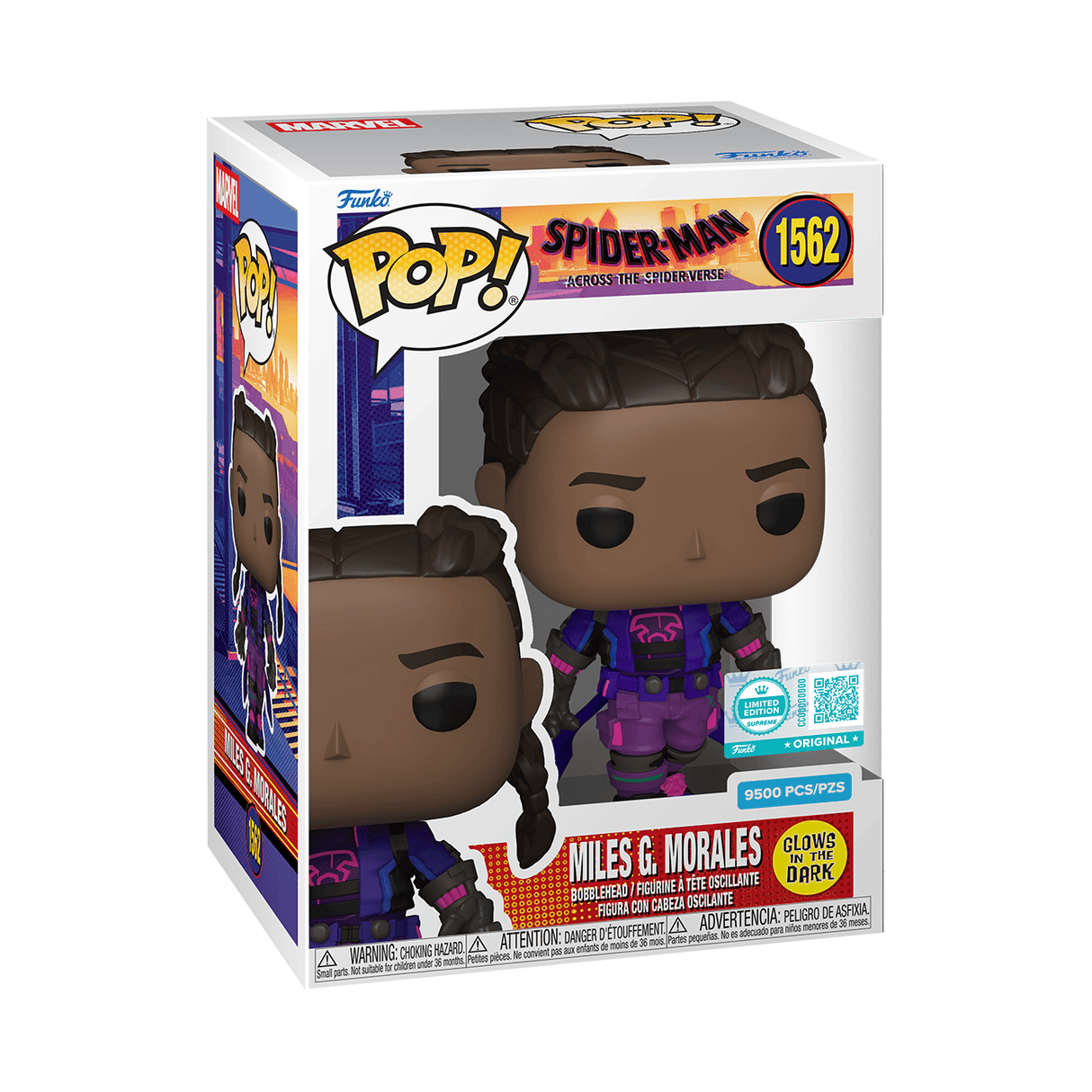 Spider-Man Across the Spider-Verse Prowler Miles Unmasked Funko Pop Vinyl Supreme - Zavvi Exclusive