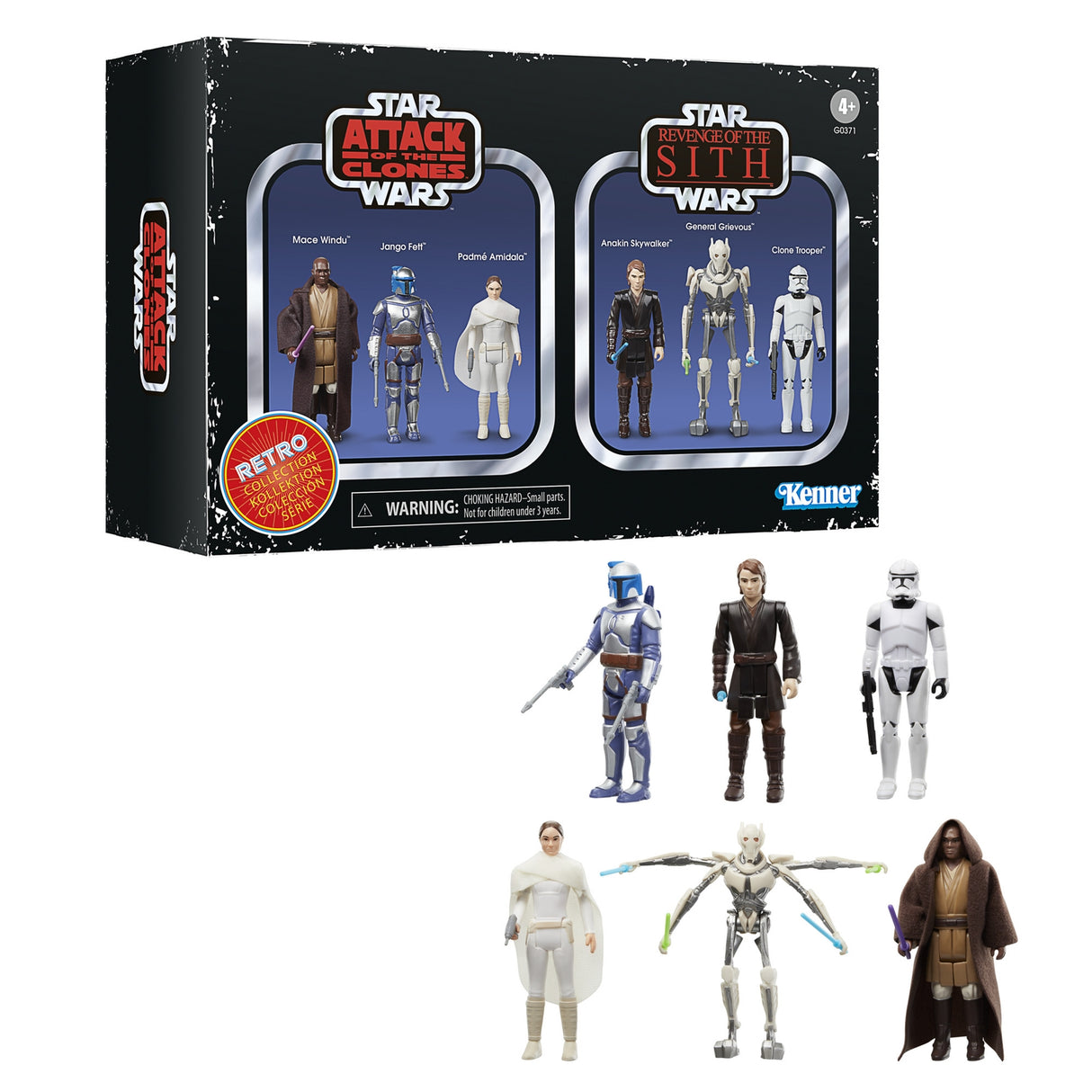 Star Wars Retro Collection Star Wars Episode II  Episode III Multipack 375 Inch Collectible Action Figure 6-Pack