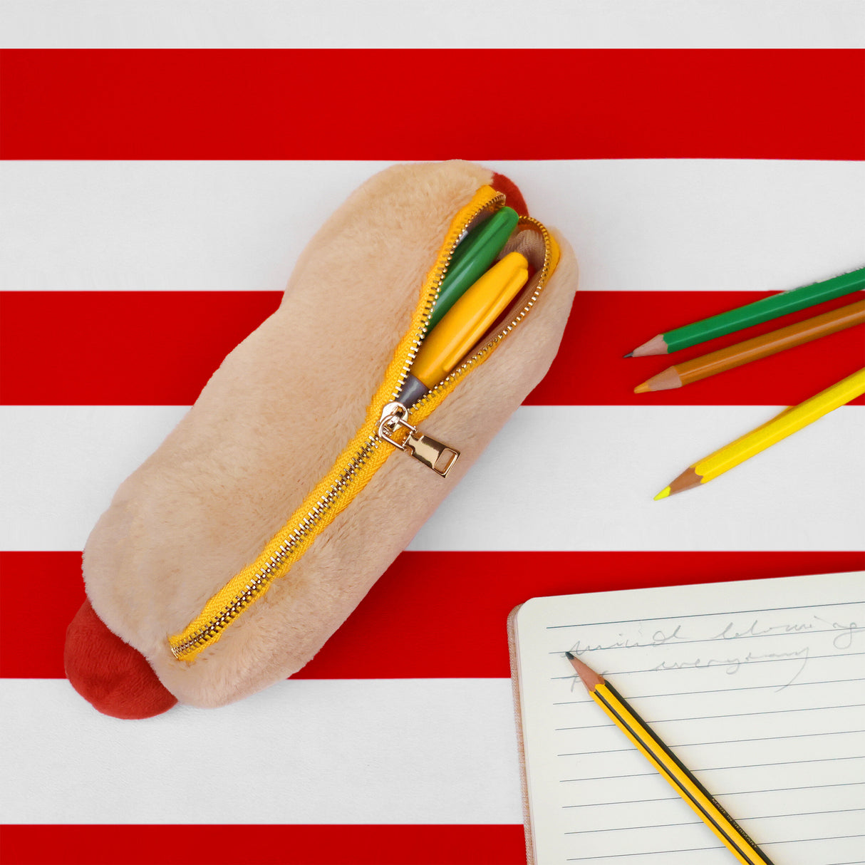 Plush Hot Dog Zip Pouch