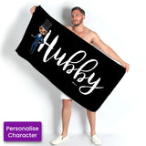 ClaireaBella Mens Personalised Beach Towel - Hubby