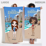 ClaireaBella Womens Personalised Beach Towel - Benidorm