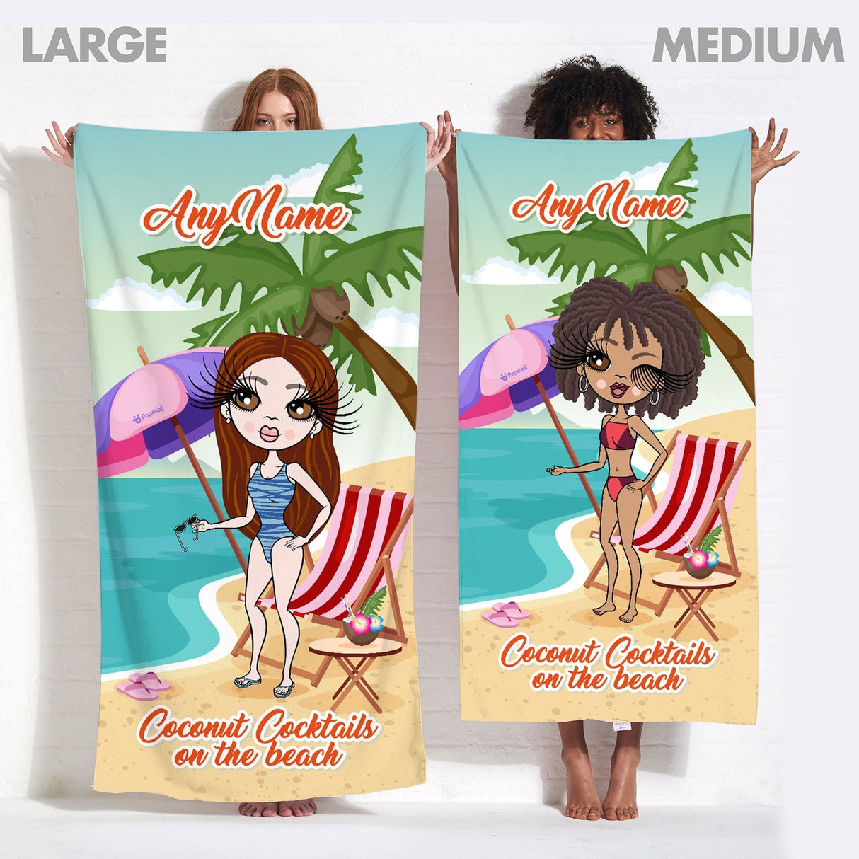 ClaireaBella Womens Personalised Beach Towel - Coconut Cocktails
