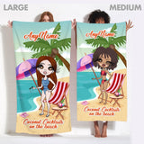 ClaireaBella Womens Personalised Beach Towel - Coconut Cocktails