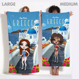 ClaireaBella Womens Personalised Beach Towel - Greece
