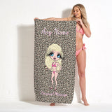 ClaireaBella Womens Personalised Beach Towel - Leopard