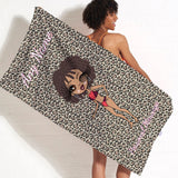 ClaireaBella Womens Personalised Beach Towel - Leopard