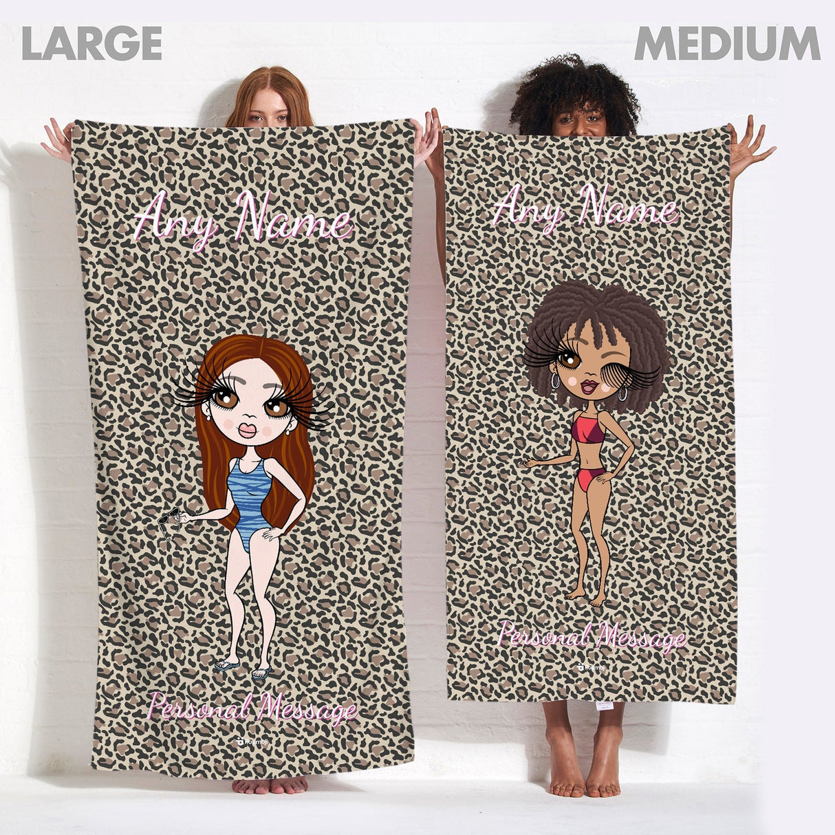 ClaireaBella Womens Personalised Beach Towel - Leopard