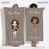 ClaireaBella Womens Personalised Beach Towel - Leopard