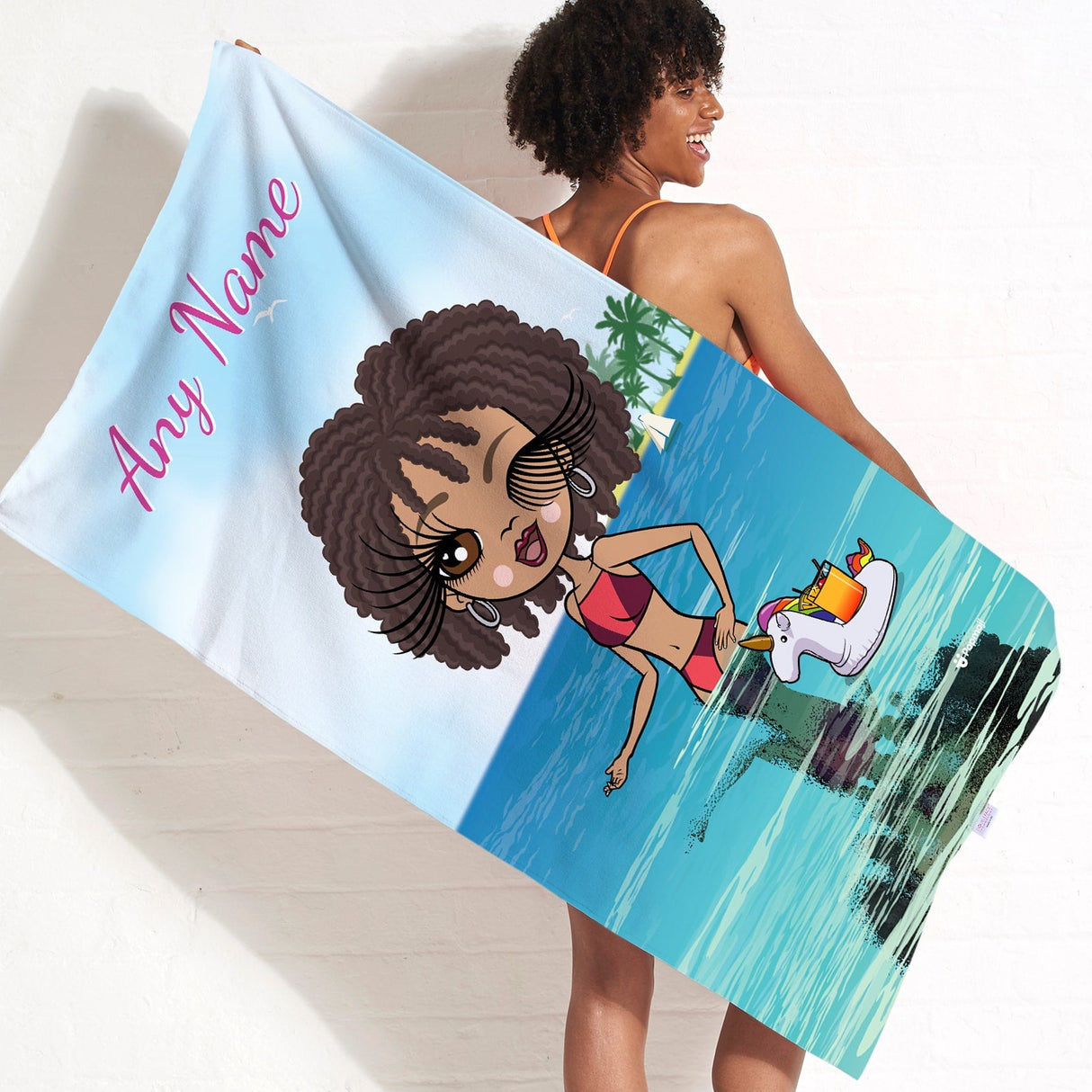 ClaireaBella Womens Personalised Beach Towel - Seaside Cocktails