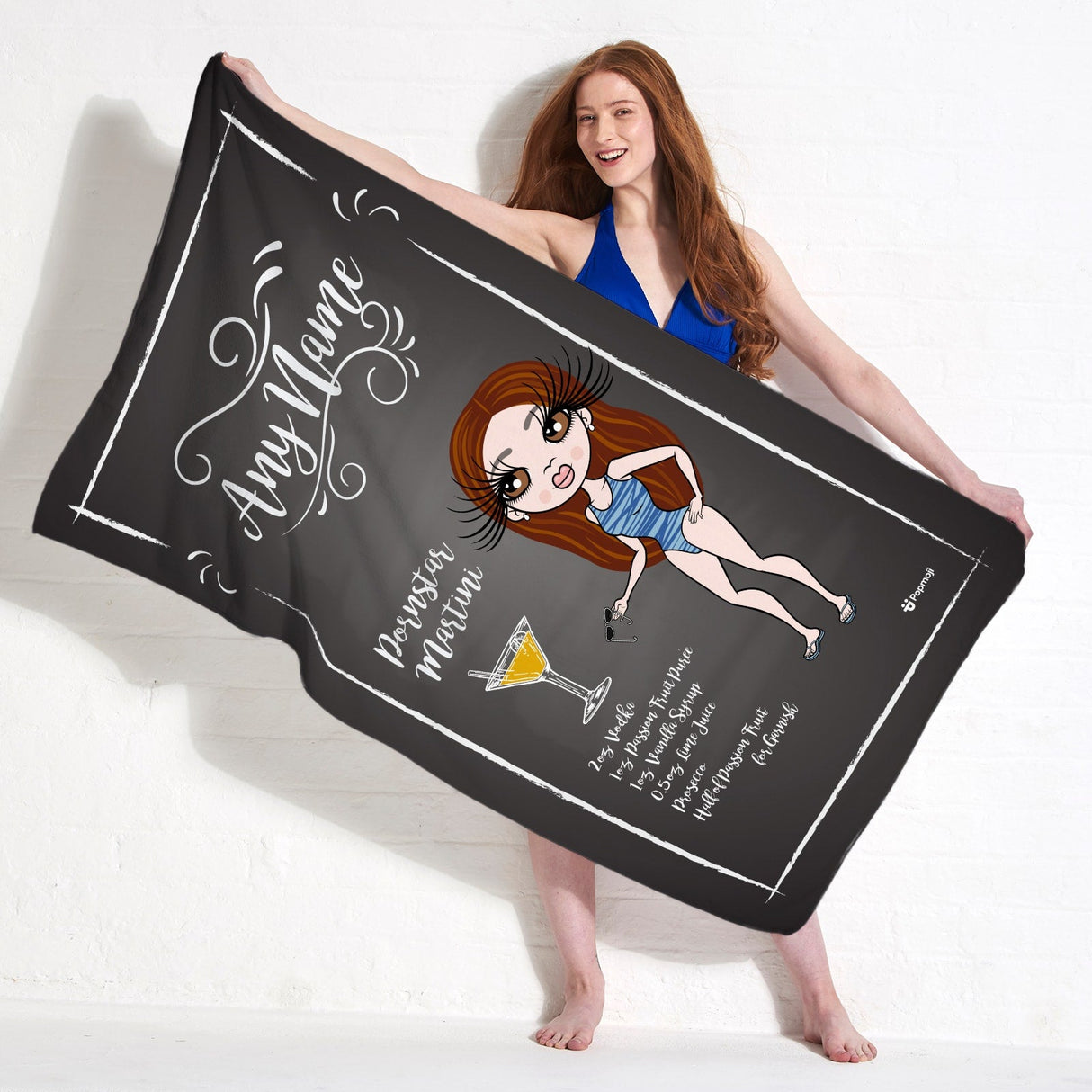 ClaireaBella Womens Personalised Beach Towel - Pornstar Martini