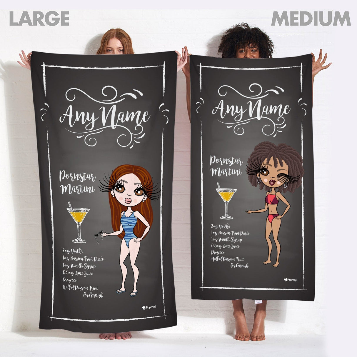 ClaireaBella Womens Personalised Beach Towel - Pornstar Martini
