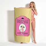 ClaireaBella Womens Personalised Beach Towel - Prosecco Princess