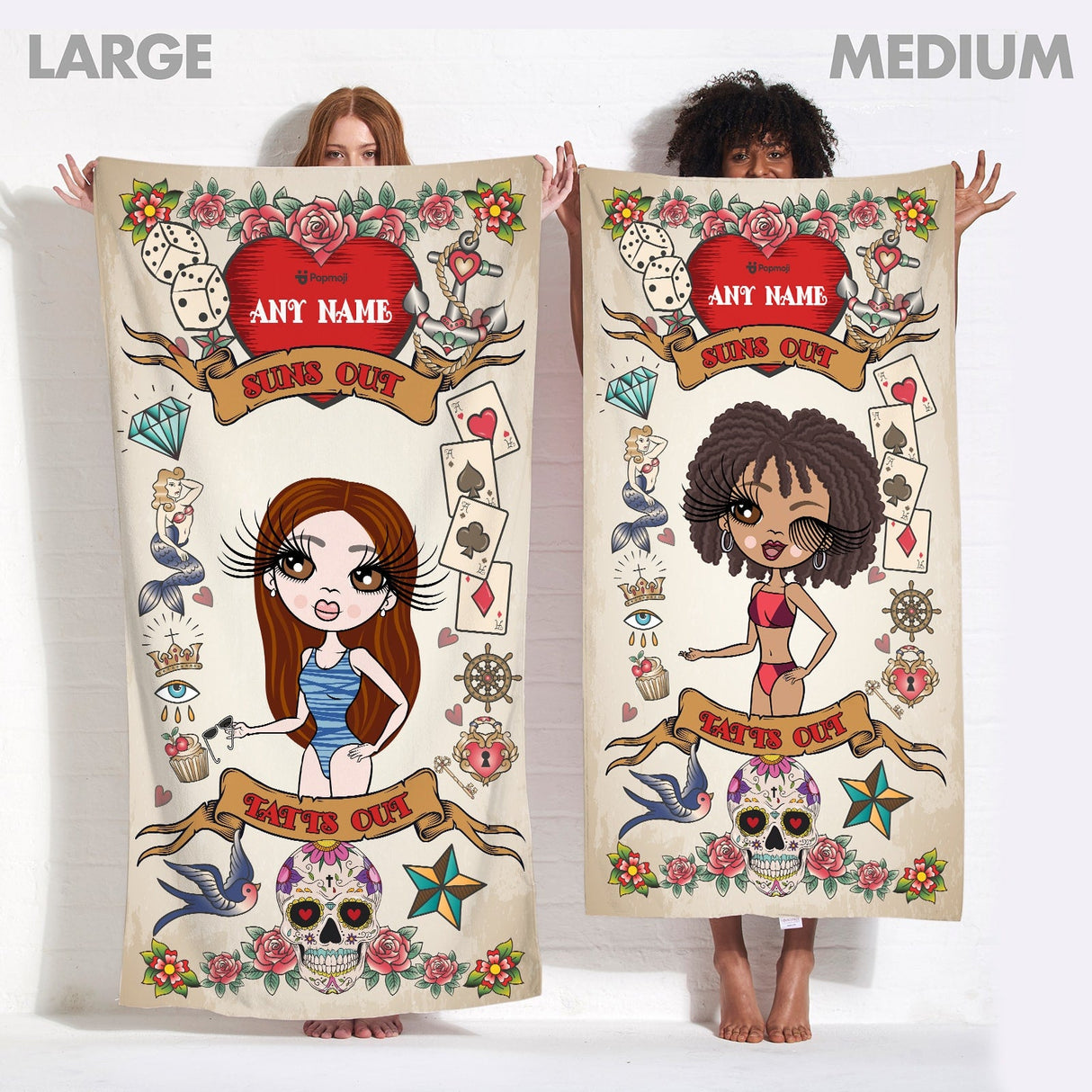 ClaireaBella Womens Personalised Beach Towel - Tattoo