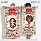 ClaireaBella Womens Personalised Beach Towel - Tattoo