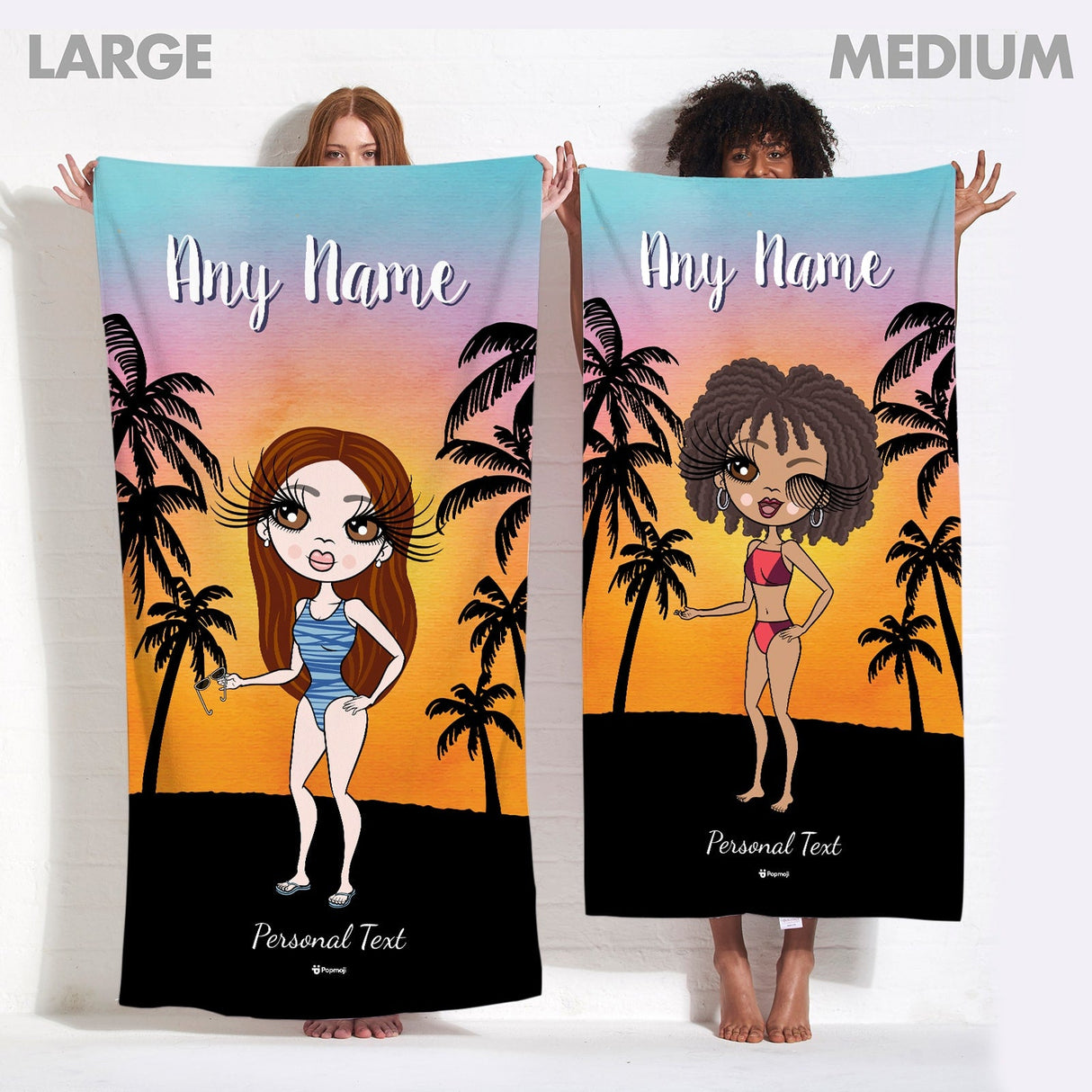 ClaireaBella Womens Personalised Beach Towel - Tropical Sunset