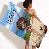 ClaireaBella Womens Personalised Beach Towel - Turkey