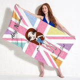 ClaireaBella Womens Personalised Beach Towel - Union Jack