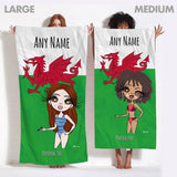 ClaireaBella Womens Personalised Beach Towel - Welsh Flag
